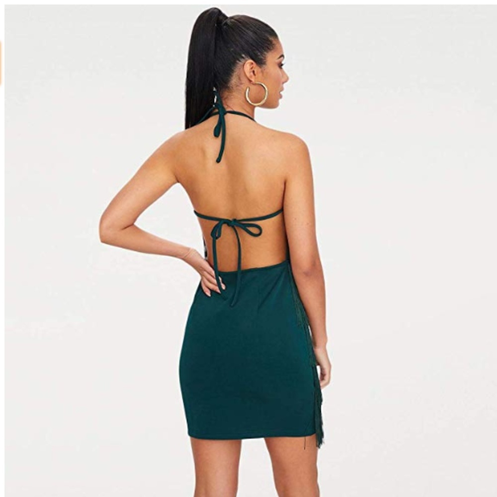 IMOGEN Halter Fringe Mini Dress - Picture 2 of 5